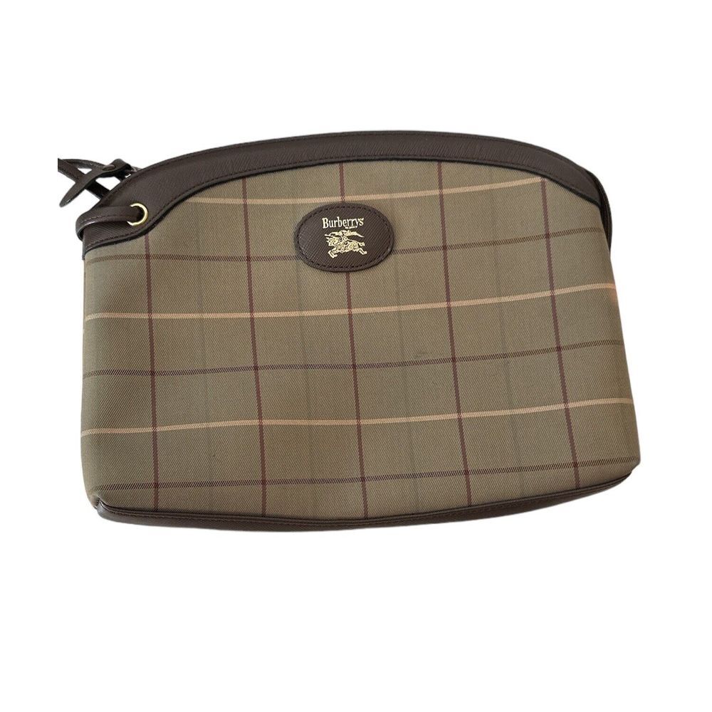 Burberrys Nova Check Clutch Bag Canvas Beige Auth bs12794